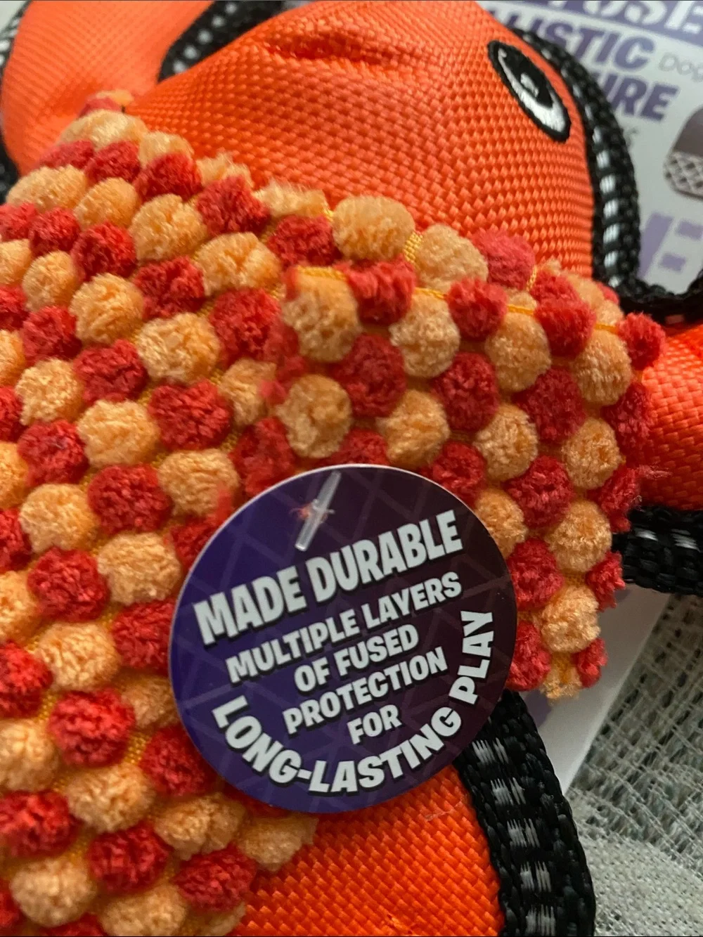 Dura-Fused Ballistic Orange Lobster Dog Toy